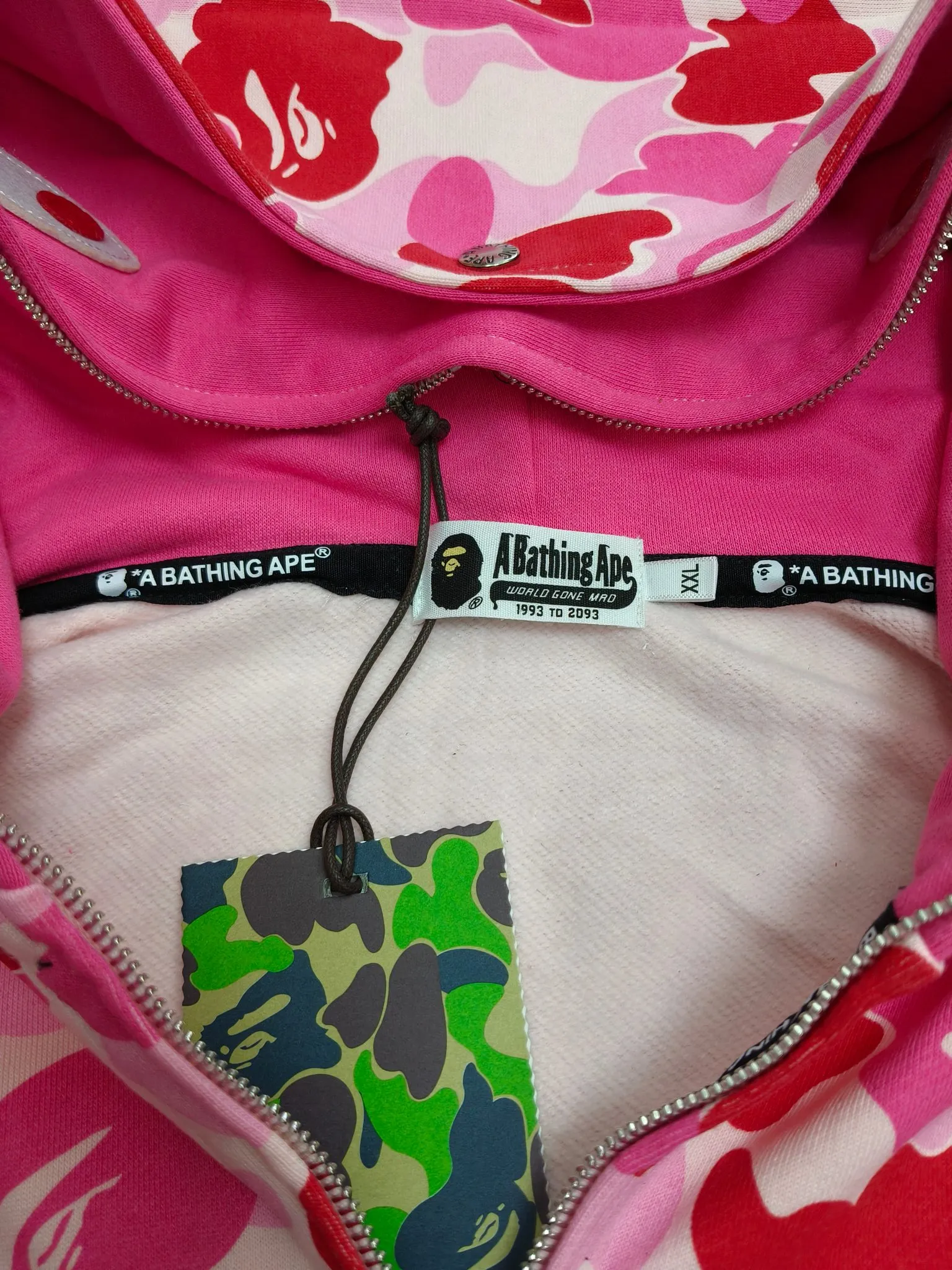 XX 205 Bape Abc Double Hat Large Flower Camouflage Shark Customized fabric 1:1 Fine workmanship High version Couple model: S—XXL [Green Pink Blue]